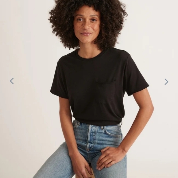 Marine layer Boyfriend Crew Tee in Black - Picture 2 of 11